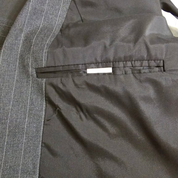 Ralph Lauren Gray Wool Pinstripe Single Breasted Blazer Sz 44L - Picture 7 of 11